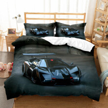 (02, Single-135*200cm) Sports Car Bedding Single Double Duvet Cover Pillow Cases Set