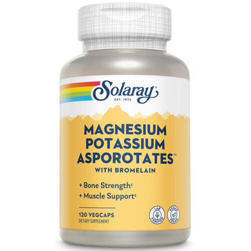 Solaray, Μαγνήσιο Πότασιο Asporotates με Bromelain, 120 Βοτάνια Φύλλα