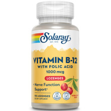 Solaray, Vitamin B-12 és Folsav Cukorkák, Természetes Cherry, 1,000 mg, 90 Cukorka