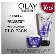 Olay Retinol 24 Duo Pack Renewing Exfoliating Cleanser FragranceFree 5,0 FL oz Night Moisturizer Hajusteeton 1,7 oz 4ct Retinol Cleansing Melts
