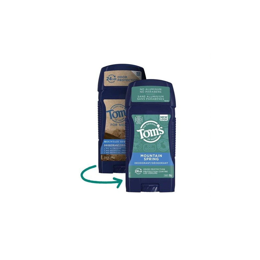 Tom's Of Maine Natural Deodorant For Men, Mountain Spring, 2.8 Oz.