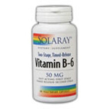 Solaray, Časovo nastavený únik, Vitamin B-6, 50 mg, 60 VegCaps