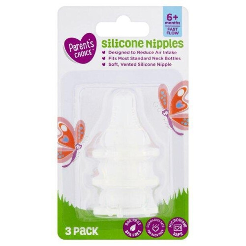 Parent's Choice Fast Flow Silicone Nipples, 3 ct
