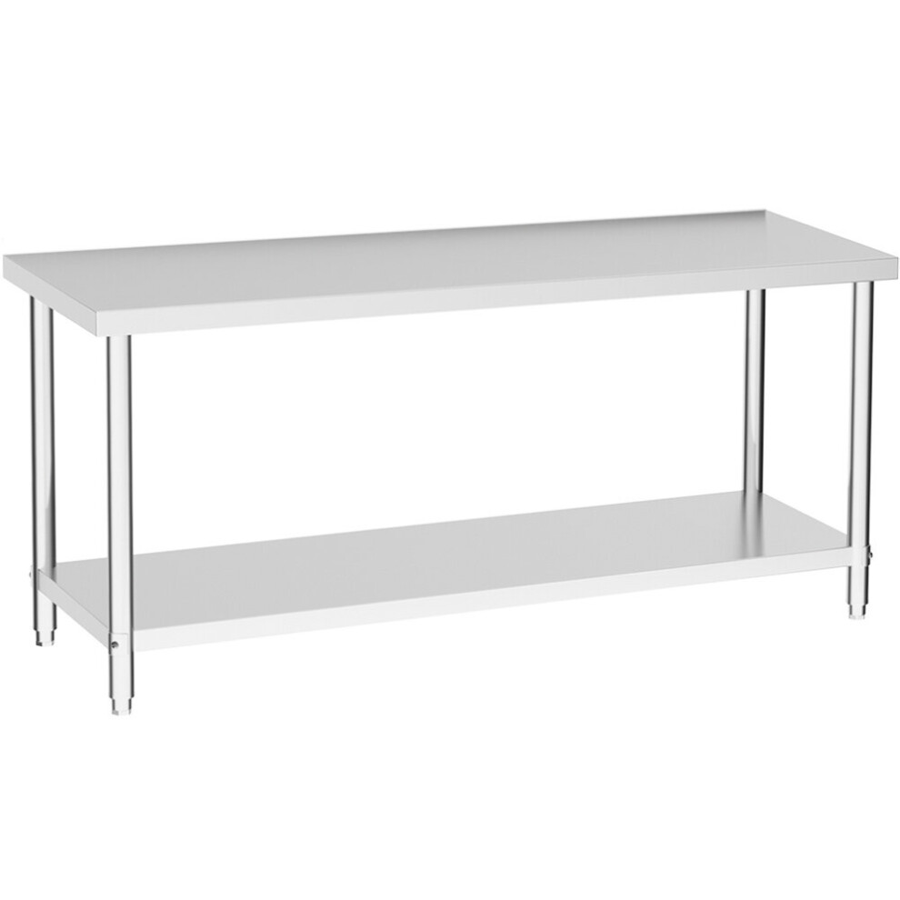 Commercial Kitchen Work Bench Stainless Steel Catering Table, 180x60x80cm