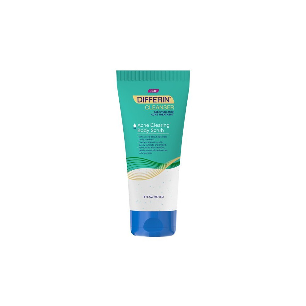 Differin Acne Clearing Body Scrub with Salicylic Acid, for Back, Shoulders, Chest, 8 oz