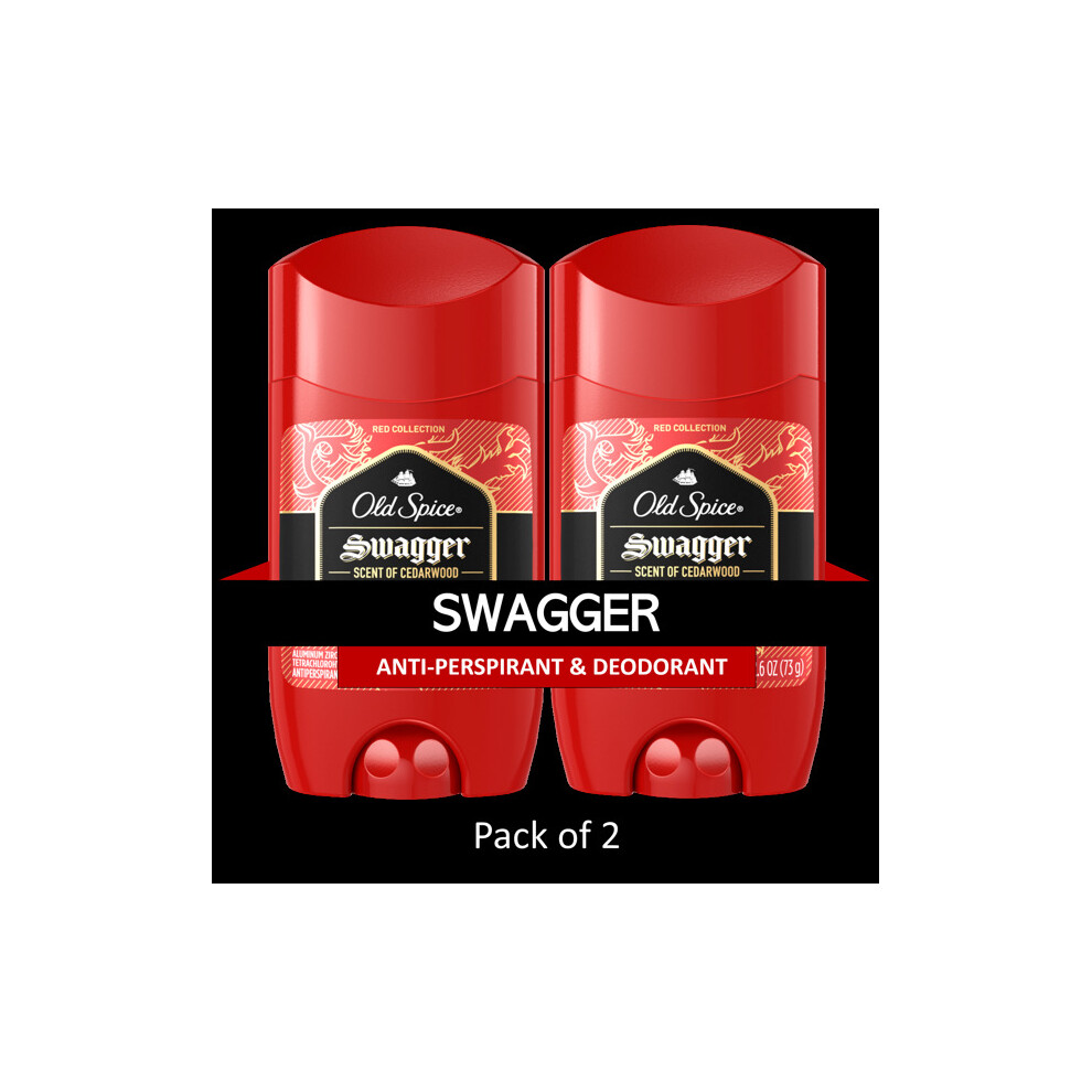 Old Spice Red Collection Swagger Antiperspirant Deodorant for Men, 2.6 Oz., 2 Pack