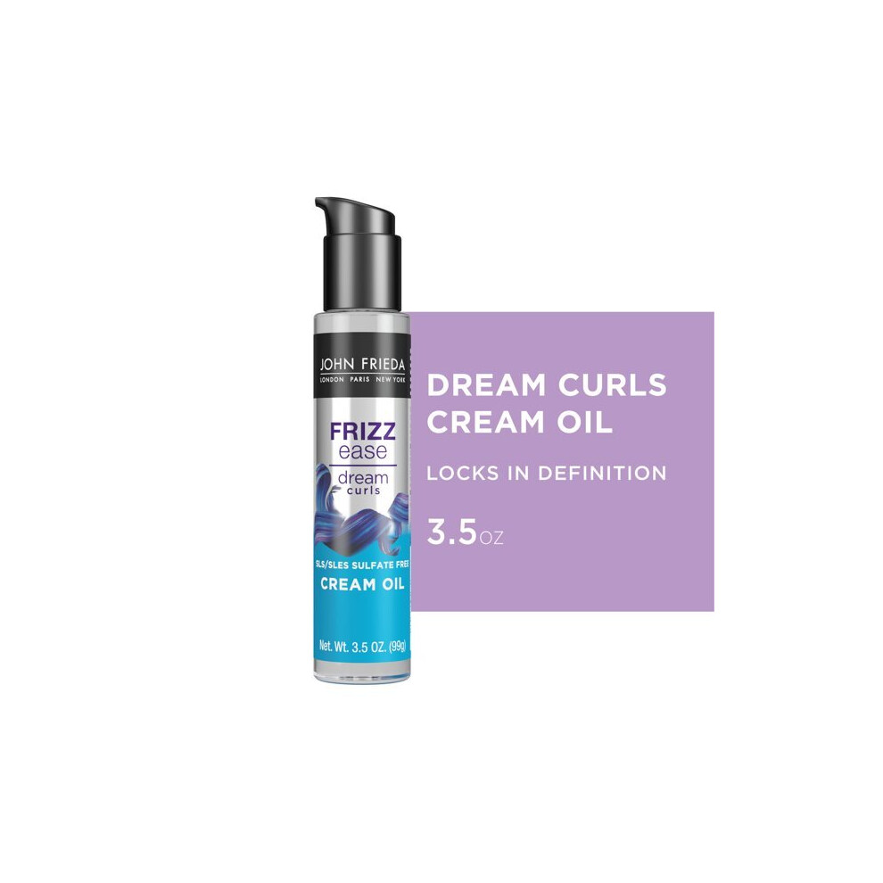 John Frieda Frizz Ease Dream Curls SLS, SLES Sulfate-Free, Nourishing & Repairing Hair Styling Cream Oil for Curly Hair, 3.5 oz