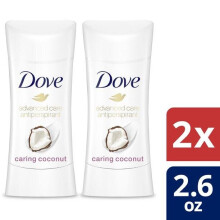 Dove Advanced Care Antiperspirant Caring Coconut, 48 Hour Protection And Soft And Comfortable Underarms, Deodorant Stick for Women, 2.6 oz, 2 Count