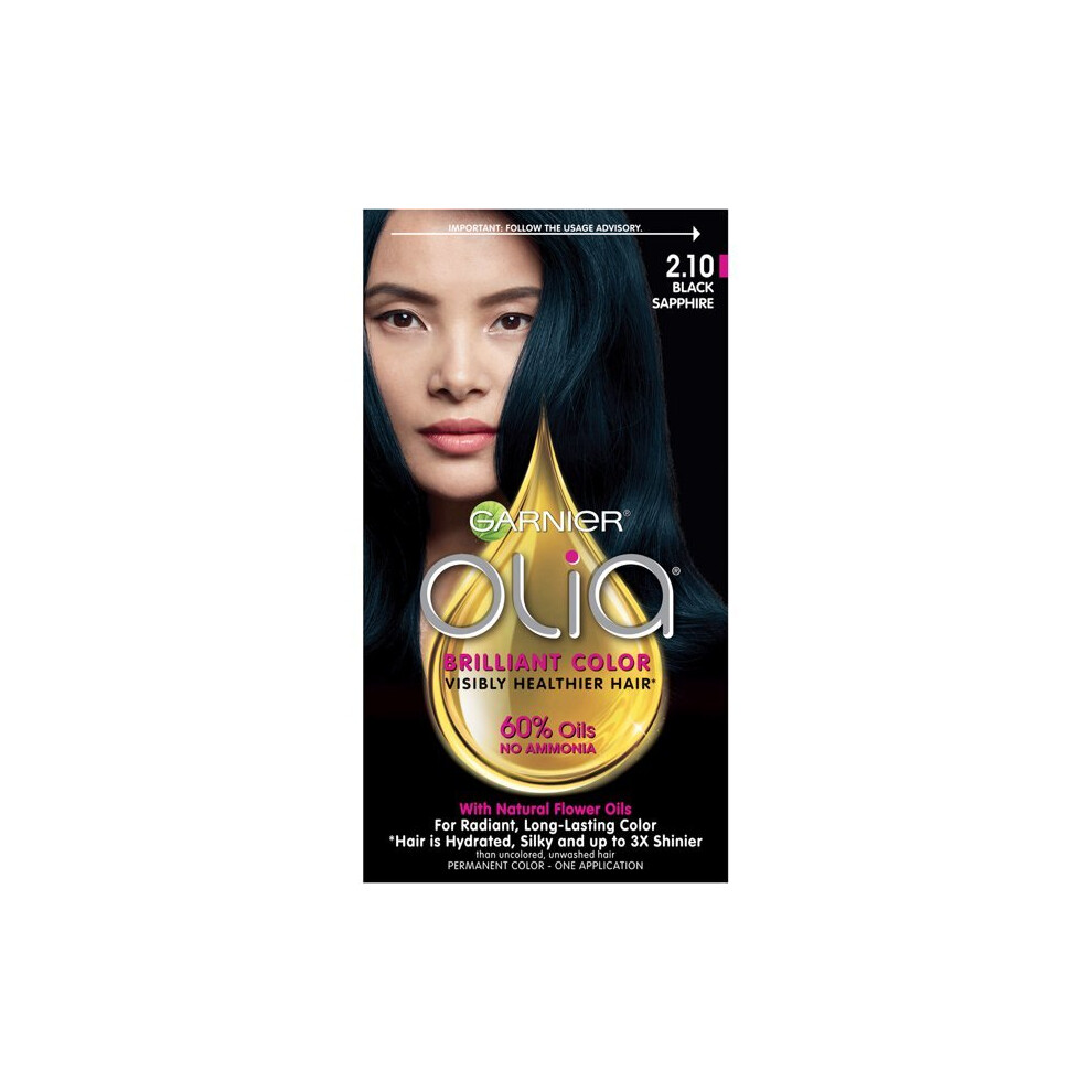 Garnier Olia Oil Powered Permanent Hair Color, Bold Collection, 2.10 Black Sapphire, 1 kit