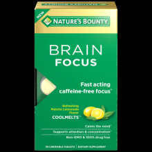 Nature's Bounty Brain Focus Brain Supplements, Chewable Tablets, 30 Count