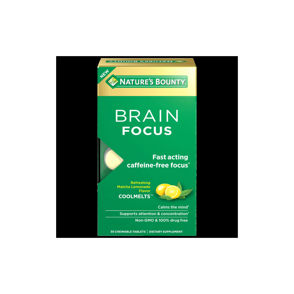 Nature's Bounty Brain Focus Brain Supplements, Chewable Tablets, 30 Count
