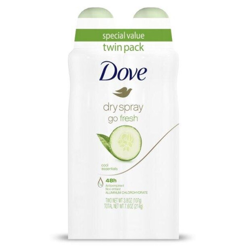 Dove Dove Advanced Care Dry Spray Antiperspirant Deodorant Cool Essentials, 3.8 Oz., 2 Count