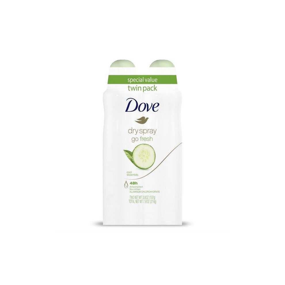 Dove Advanced Care Dry Spray Antiperspirant Deodorant Cool Essentials, 3.8 Oz., 2 Count