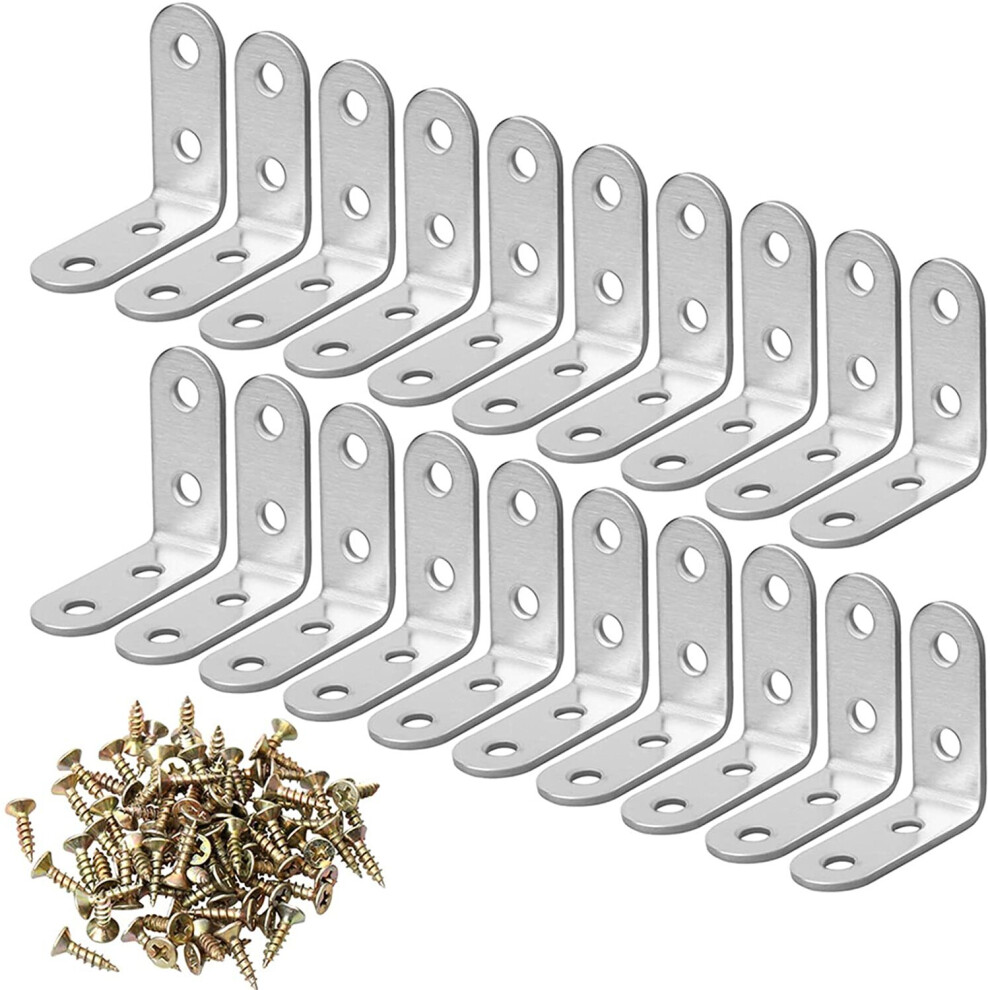 20Pcs L-shaped Corner Brackets, Metal Bracket Hook with 80 Screws