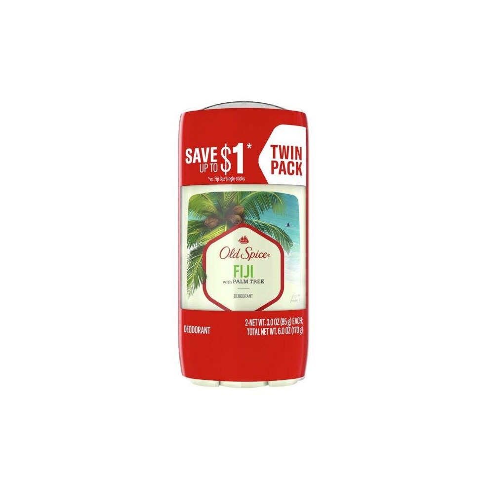 Old Spice Deodorant for Men Fiji with Palm Tree, 3 Oz., 2 Pack