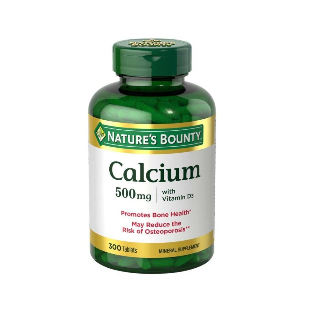Nature's Bounty Calcium + Vitamin D Tablets, 500 Mg, 300 Ct