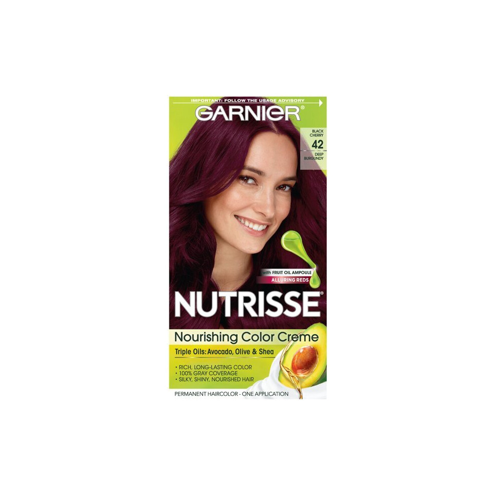 Garnier Nutrisse Nourishing Hair Color Creme, 42 Deep Burgundy (Black Cherry), 1 Kit