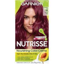 Garnier Nutrisse Nourishing Hair Color Creme with Triple Oils, Strawberry Jam 52, Medium Berry Red, 1 kit