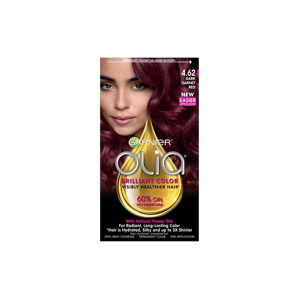 Garnier Olia Oil Powered Permanent Hair Color, 4.62 Dark Garnet Red, 1 kit