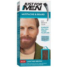Just For Men Mustache & Beard, Beard Coloring for Gray Hair with Brush Included, Light Red Brown, M-27