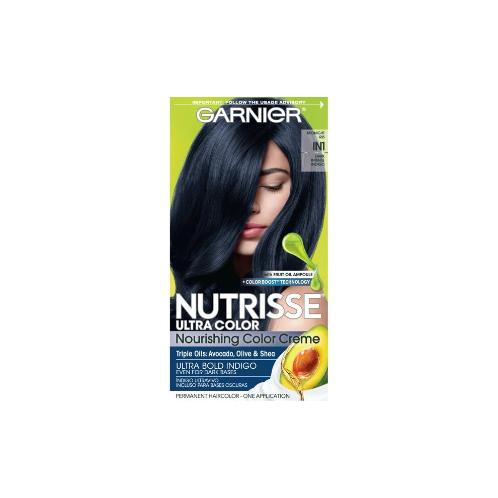 Garnier Nutrisse Ultra Nourishing Hair Color Creme, IN1 Dark Intense Indigo, 1 Kit