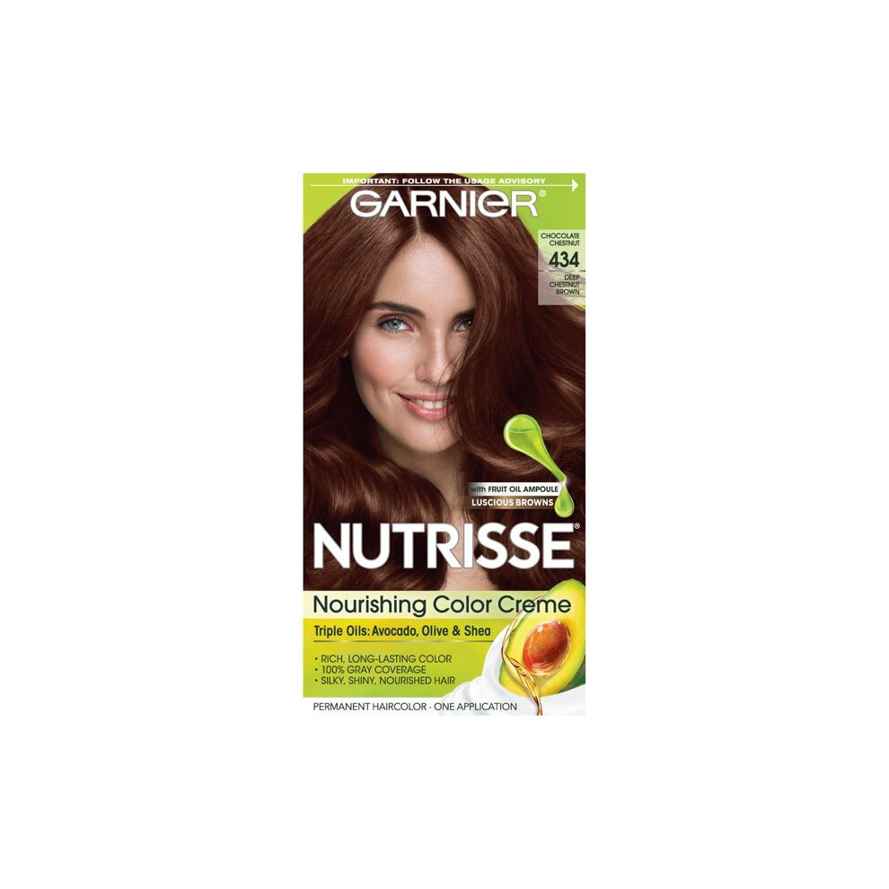 Garnier Nutrisse Nourishing Hair Color Creme, 434 Deep Chestnut Brown (Chocolate Chestnut), 1 Kit