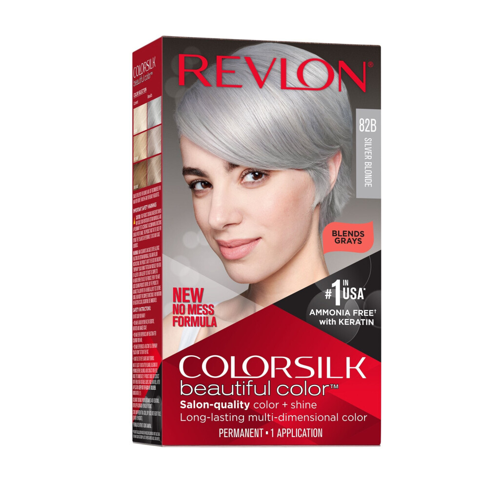 Revlon New ColorSilk Beautiful Permanent Hair Color, No Mess Formula, 82B Silver Blonde, 1 Pack