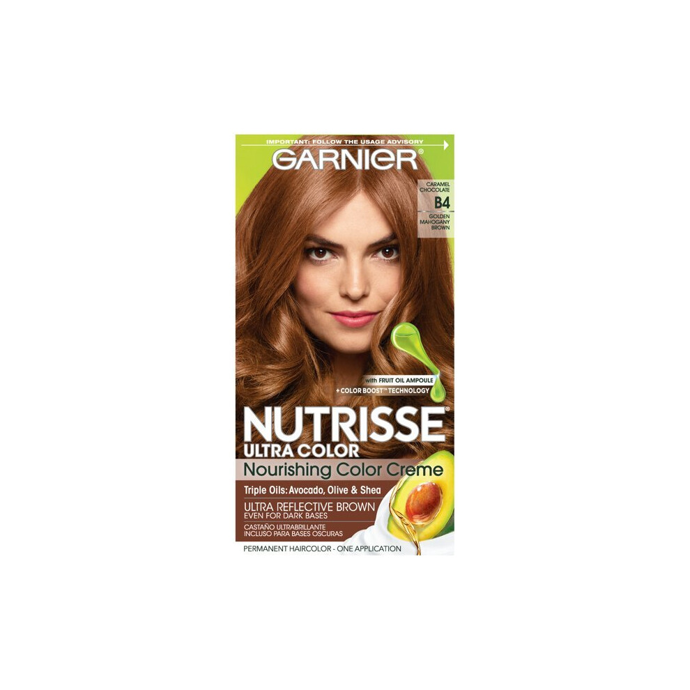 Garnier Nutrisse Ultra Nourishing Hair Color Creme, B4 Caramel Chocolate, 1 Kit