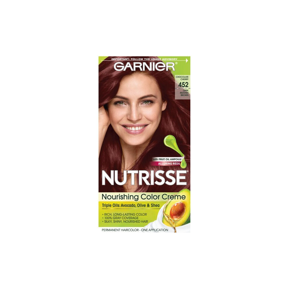 Garnier Nutrisse Nourishing Hair Color Creme, 452 Dark Reddish Brown, 1 Kit