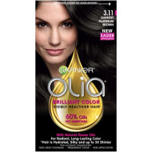 Garnier Coloración Olia Sin Amoníaco, Color Brillante, 3.11 Marrón Platino Oscuro, 1 Unidad (El embalaje puede variar)