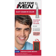 Just For Men Easy Comb-In Haircolor, Gray Men's Hair Color with Comb Applicator - Medium-Dark Brown, A-40