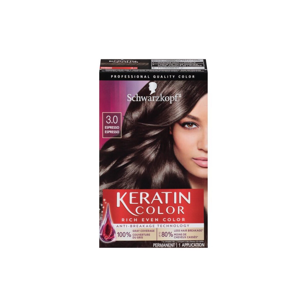 Schwarzkopf Keratin Color Permanent Hair Color Cream, 3.0 Espresso