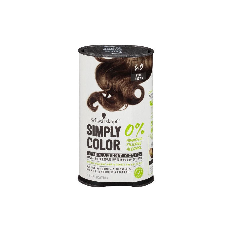 Schwarzkopf Simply Color Permanent Hair Color, 6.0 Cool Brown