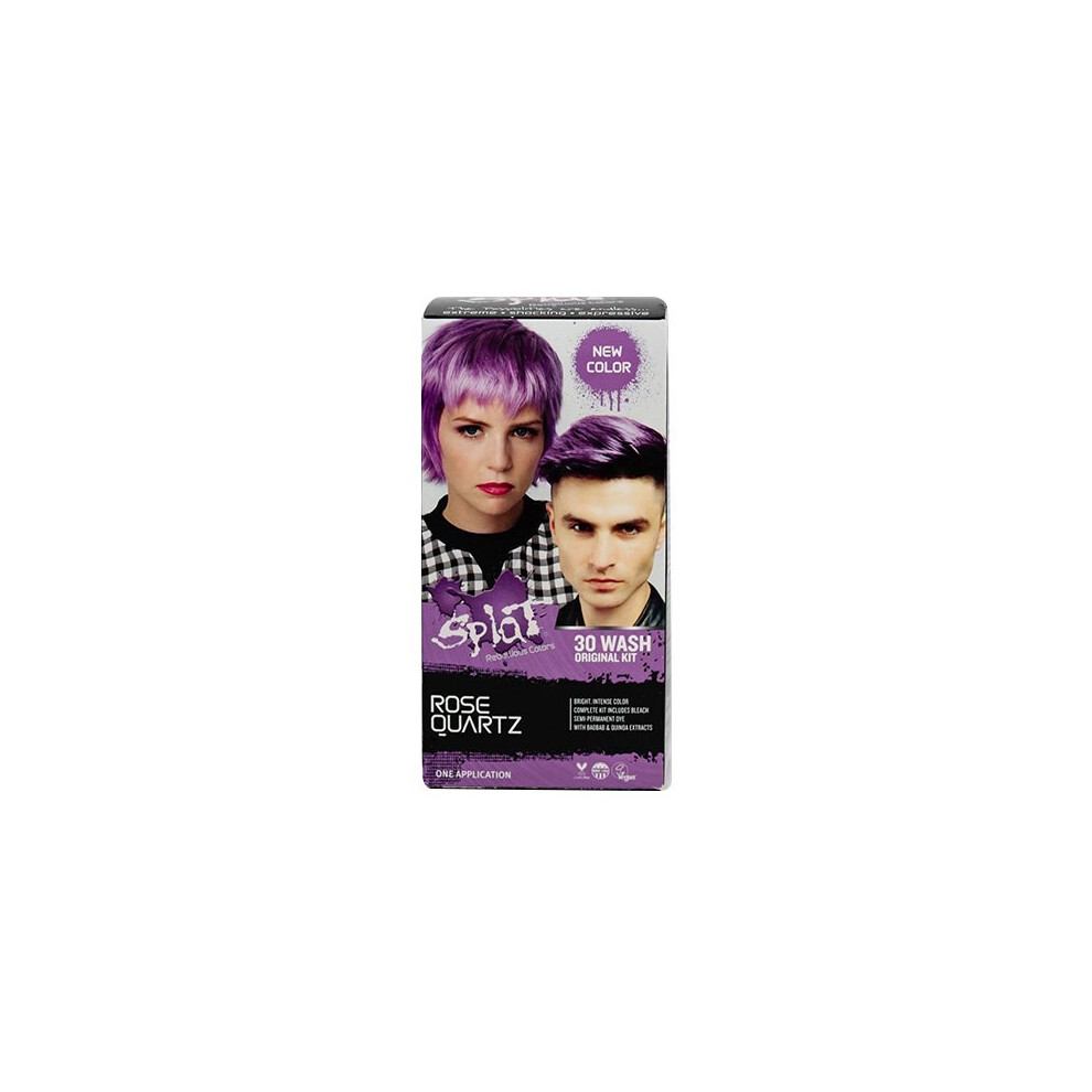 Splat Complete Kit, Rose Quartz, Semi-Permanent Rose Pink Hair Dye with Bleach