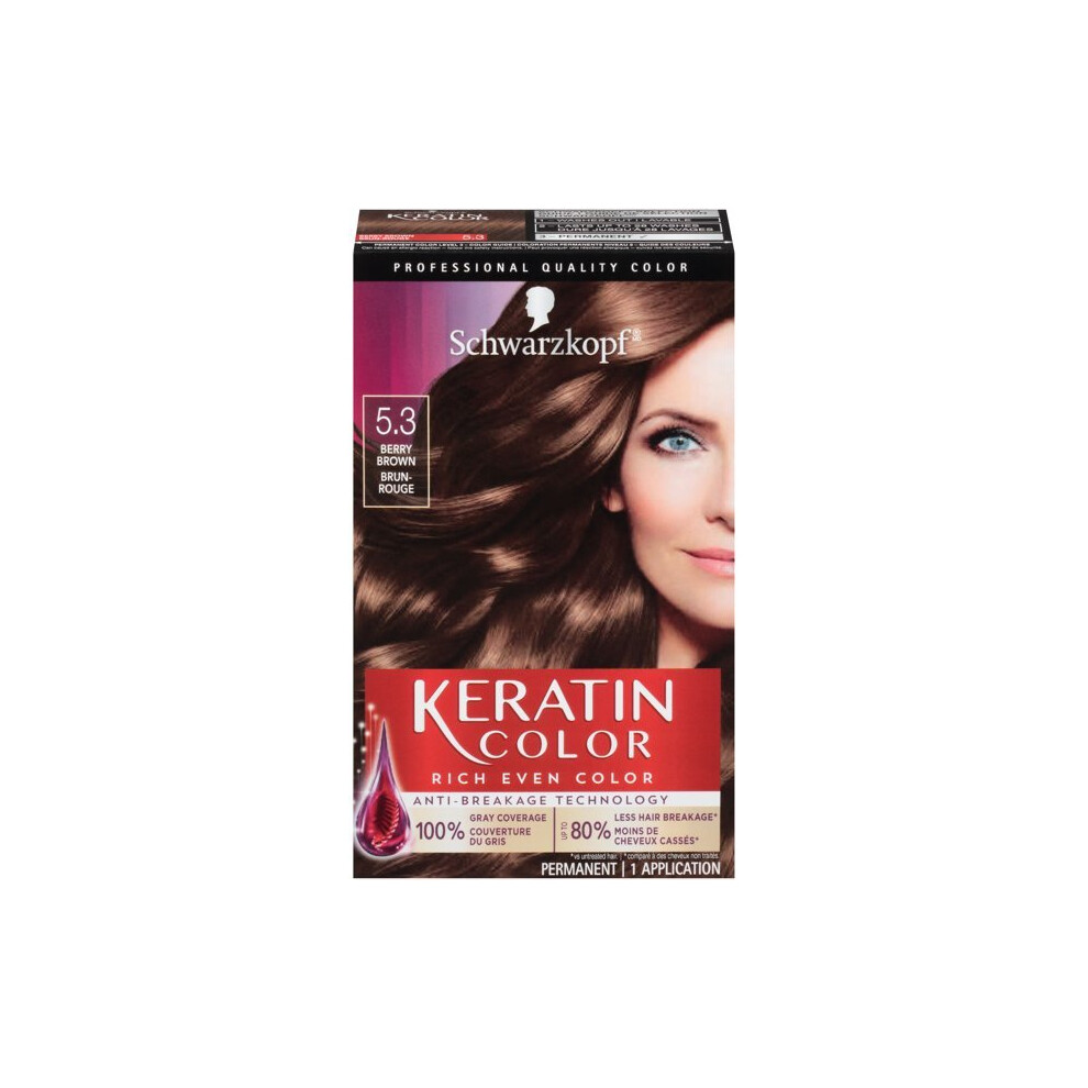 Schwarzkopf Keratin Color Permanent Hair Color Cream, 5.3 Berry Brown Cream,Brown