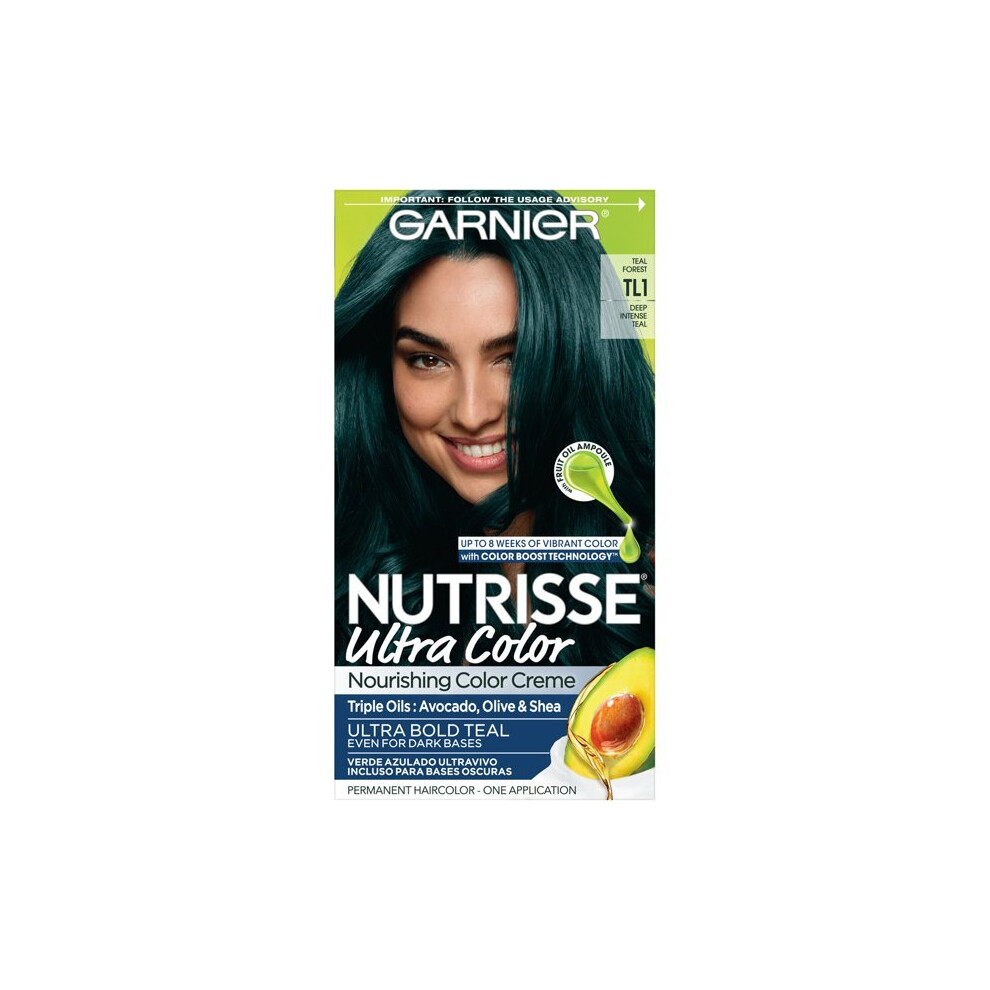 Garnier Nutrisse Ultra Color Nourishing Hair Color Creme, Teal Forest TL1, 1 kit