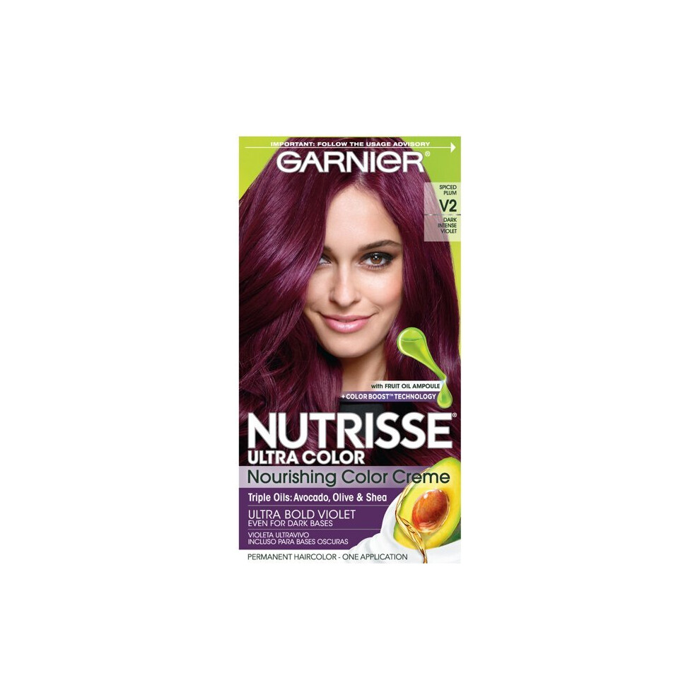 Garnier Nutrisse Ultra Nourishing Hair Color Creme, V2 Dark Intense Violet, 1 Kit