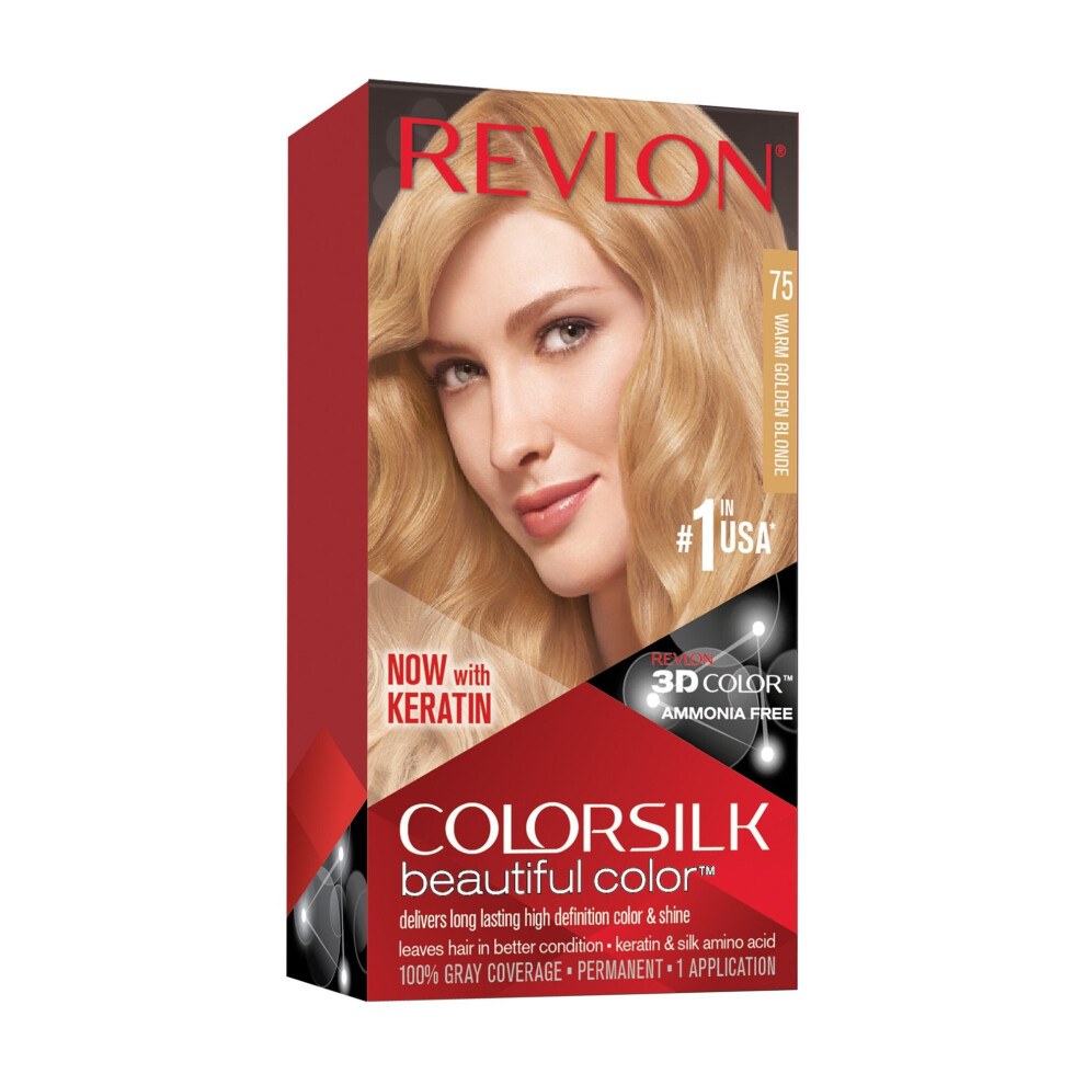 Revlon ColorSilk Beautiful Permanent Hair Color, 75 Warm Golden Blonde, 1 Count