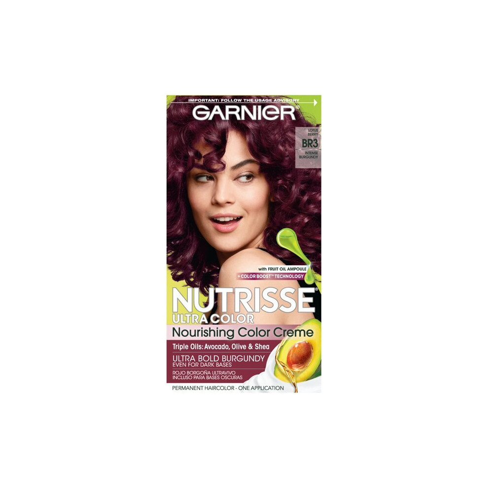 Garnier Nutrisse Ultra Nourishing Hair Color Creme, BR3 Intense Burgundy, 1 Kit