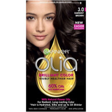 Garnier Olia Oil Powered Permanent Hair Color, 3.0 Darkest Brown, 1 Kit