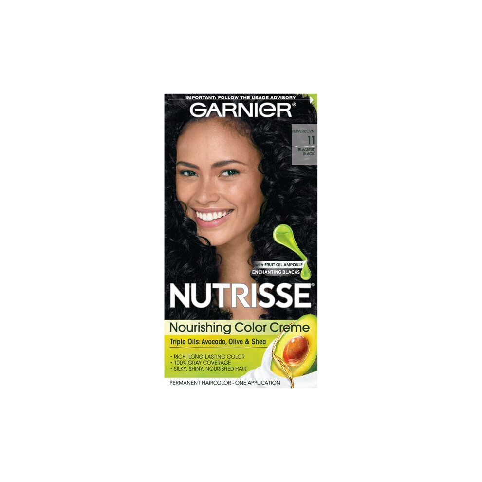 Garnier Nutrisse Nourishing Hair Color Creme, 11 Blackest Black, 1 Kit