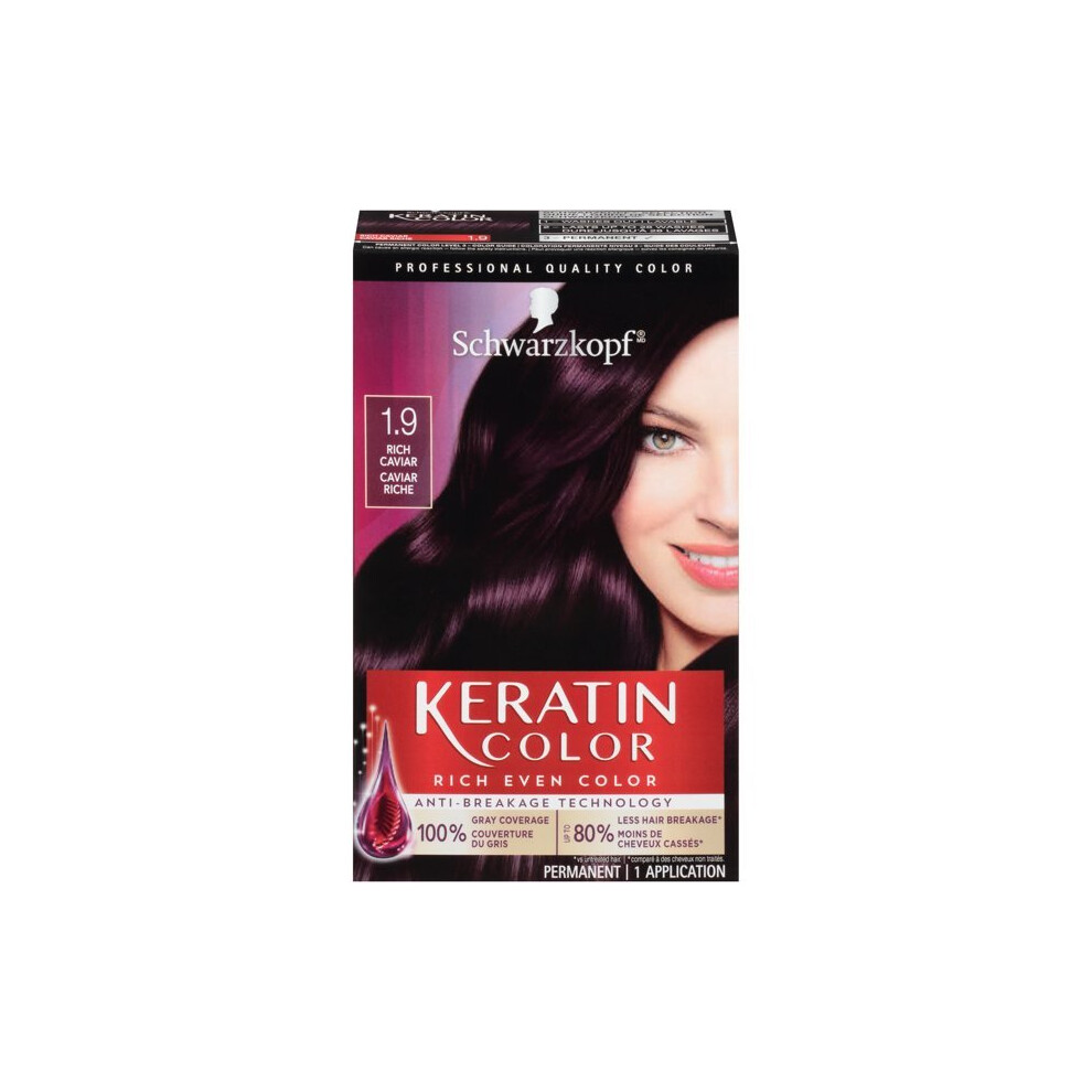 Schwarzkopf Keratin Color Permanent Hair Color Cream, 1.9 Rich Caviar