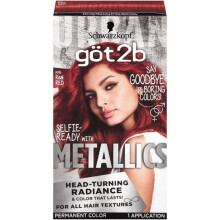 Schwarzkopf Got2b Metallics Permanent Hair Color, M76 Real Red, 1 application