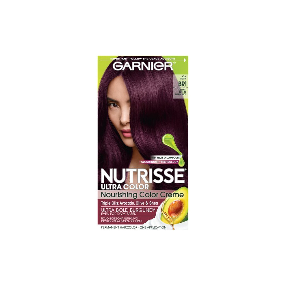 Garnier Nutrisse Ultra Nourishing Hair Color Creme, BR1 Deepest Intense Burgundy, 1 Kit