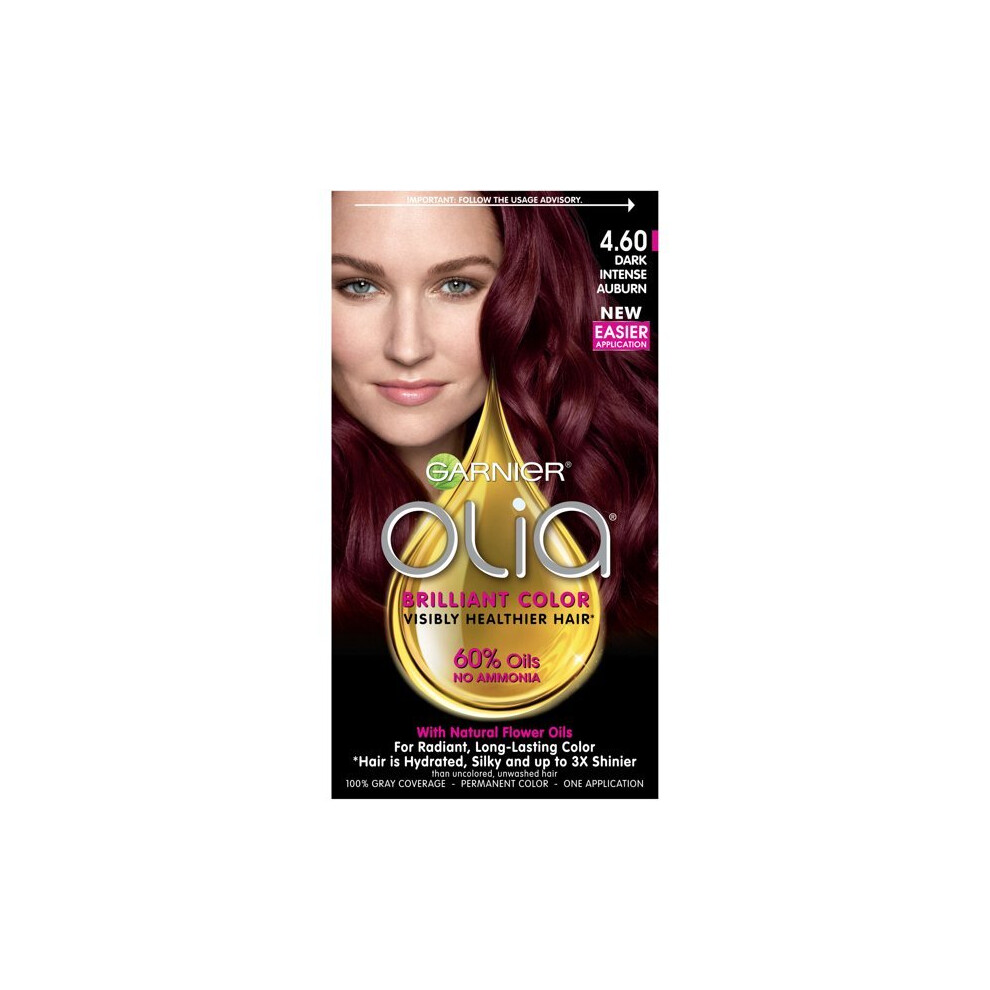 Garnier Olia Oil Powered Permanent Hair Color, 4.60 Dark Intense Auburn, 1 Kit