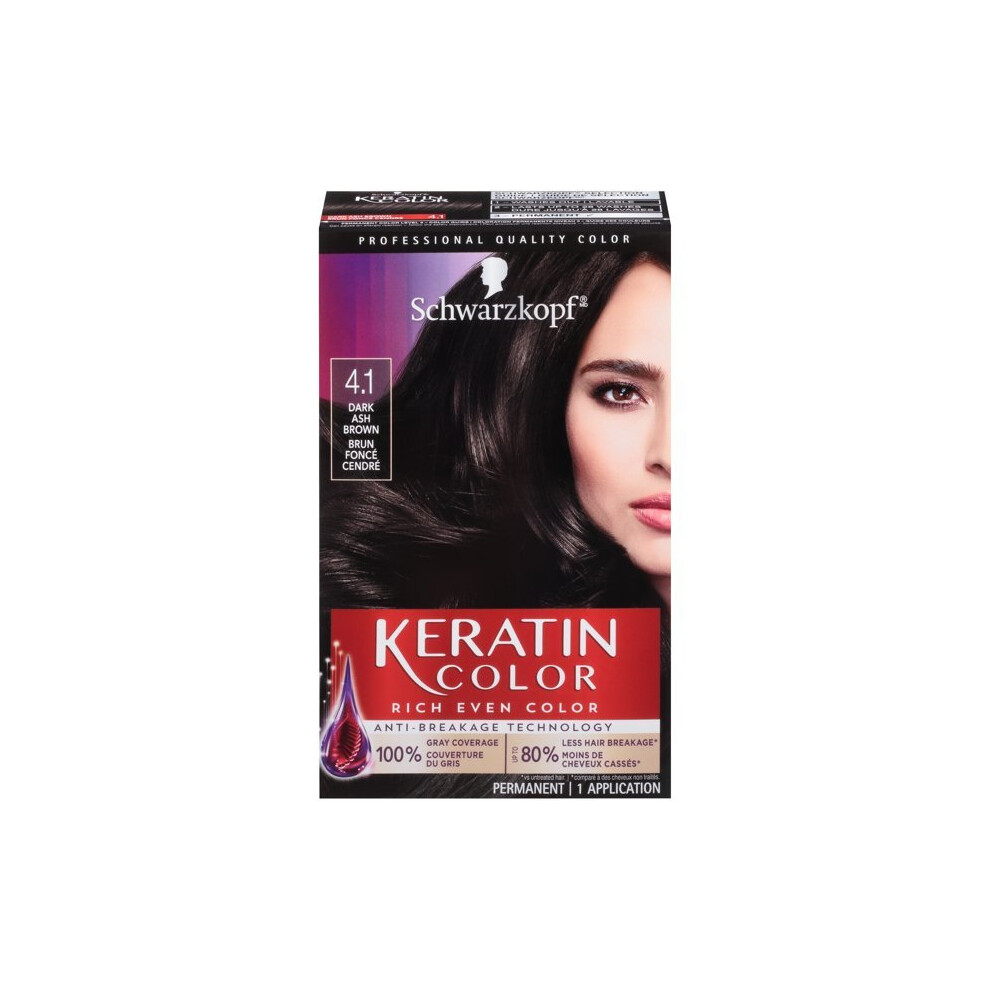 Schwarzkopf Keratin Color Permanent Hair Color Cream, 4.1 Dark Ash Brown