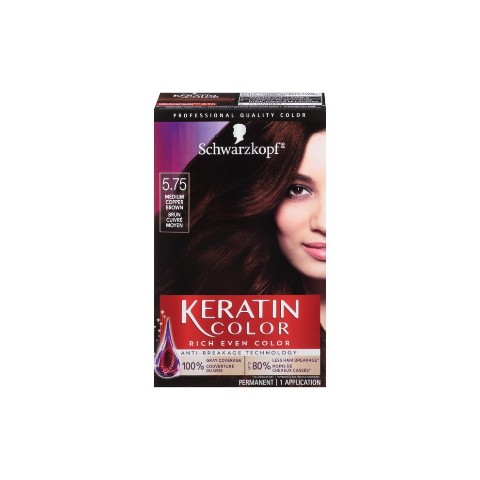 Schwarzkopf Keratin Color Permanent Hair Color Cream, 5.75 Medium Copper Brown