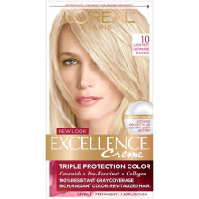 L'Oreal Paris Excellence Creme Permanent Triple Protection Hair Color, 10 Lightest Ultimate Blonde, 1 Kit