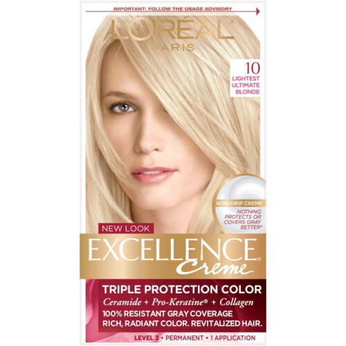 L’Oréal Paris L'Oreal Paris Excellence Creme Permanent Hårfärg, 10 Ljusaste Blont, Gråhårstäckning i Upp till 8 Veckor