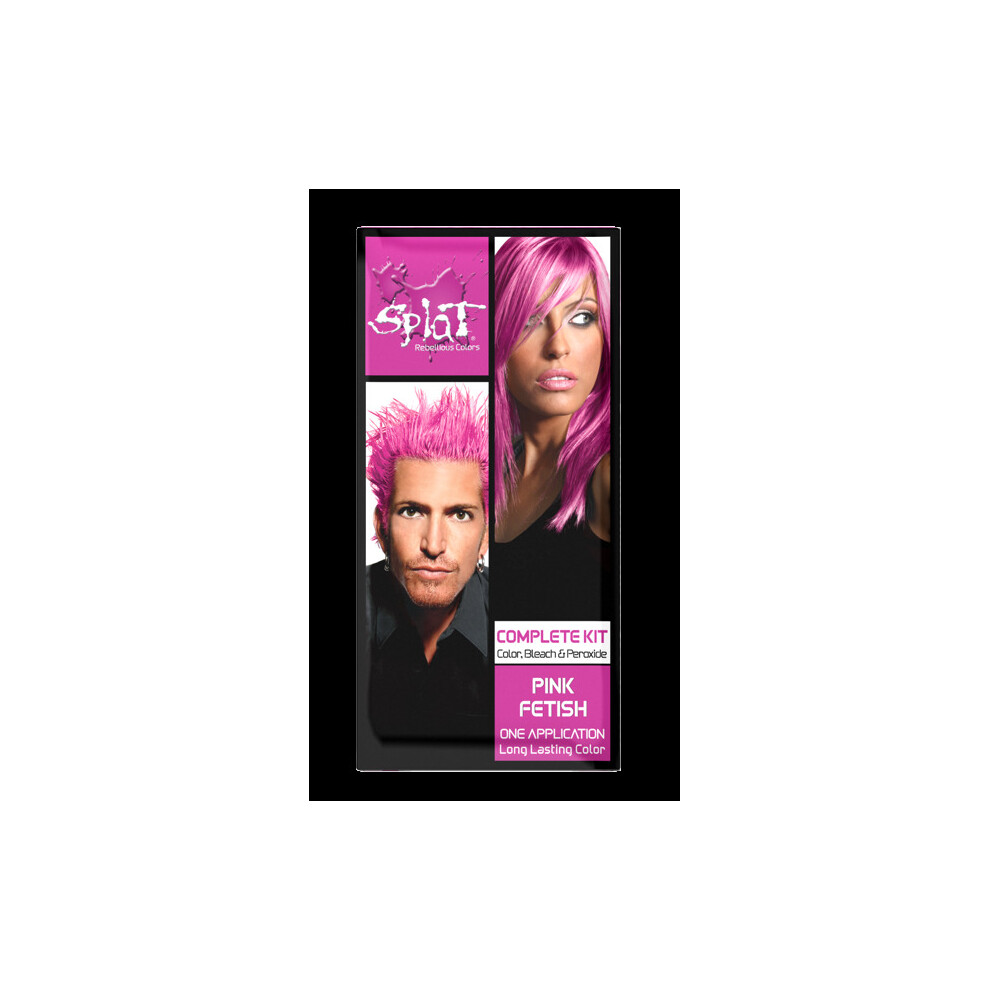 Splat 30 Wash Pink Fetish Hair Color Kit, Semi-Permanent Dye